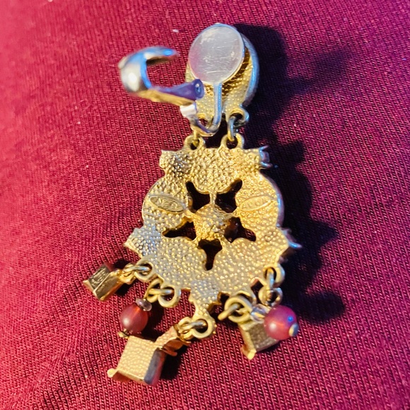 Nina Ricci for Avon Pink & Green Clip On Earrings with Crystals - Picture 4 of 6